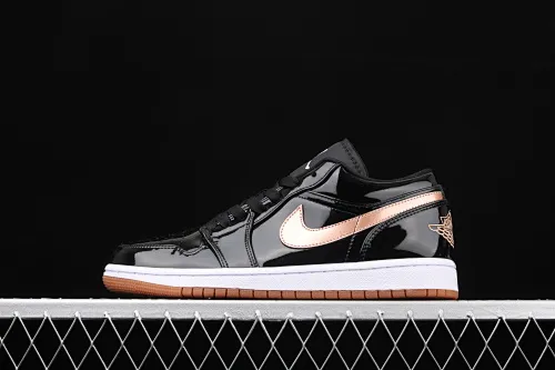 All categories Air Jordan Jordan series basketball shoes Air Jordan 1 Low New version Air Jordan 1 Low AJ1 Joe 1 low-top patent leather black gold cultural and leisure sports sneakers 554723-032